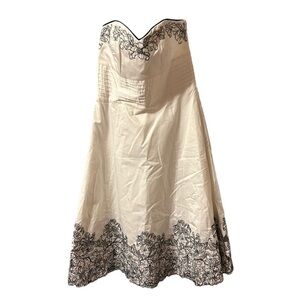 WHBM EMBROIDERED FLORAL STRAPLESS DRESS